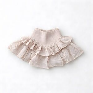 NWT Blanco by Nature Beige Ruffled Smocked Waist Skort Mini M 100% Cotton